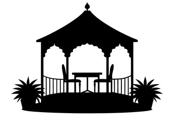 Silhouette of beautiful terrace.