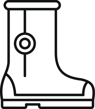 recommend clip art: Simple line art icon of a waterproof rubber boot, ideal for representing gardening equipment and outdoor activities