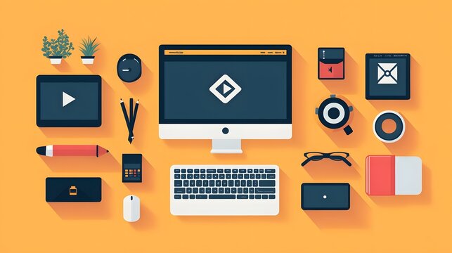 Flat design of a digital portfolio website with a functional and easy-to-navigate layout