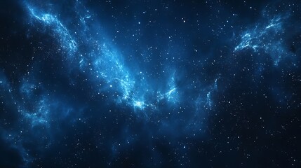 Naklejka premium Night starry sky with many stars on dark blue twilight sky background in panoramic view : Generative AI