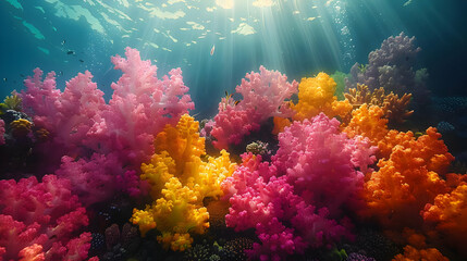 Fototapeta premium Vibrant Coral Reef Underwater Illustration
