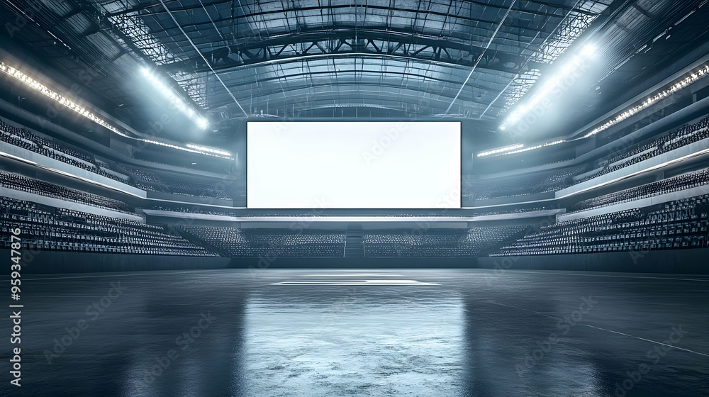 Aufkleber empty arena with a large blank screen for presentations.