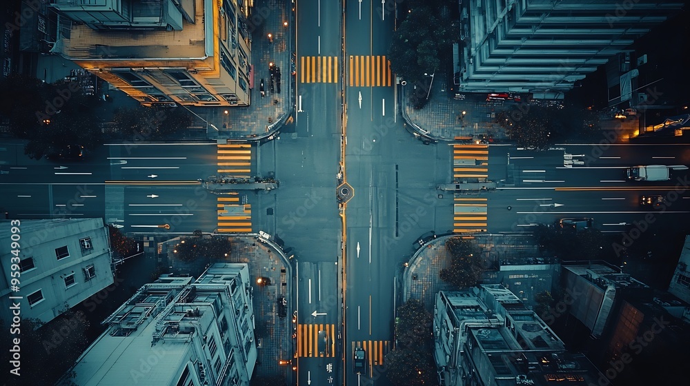 Poster empty street seen from above : generative ai