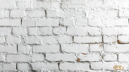 Fototapeta premium Textured background of a newly built white brick wall with some cement stains : Generative AI