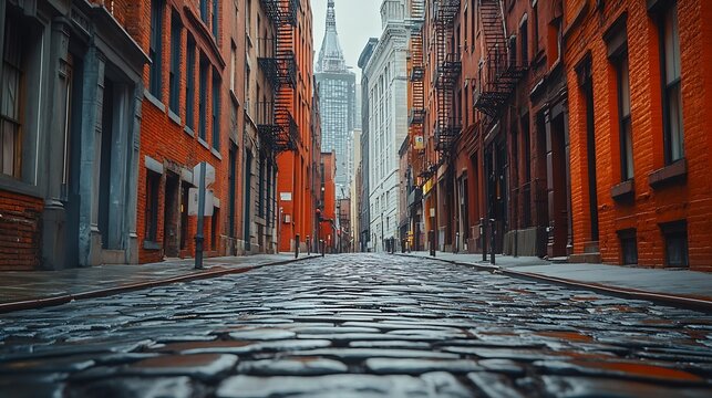 Alleys of Tribeca Neighborhood  Lower Manhattan New York City : Generative AI