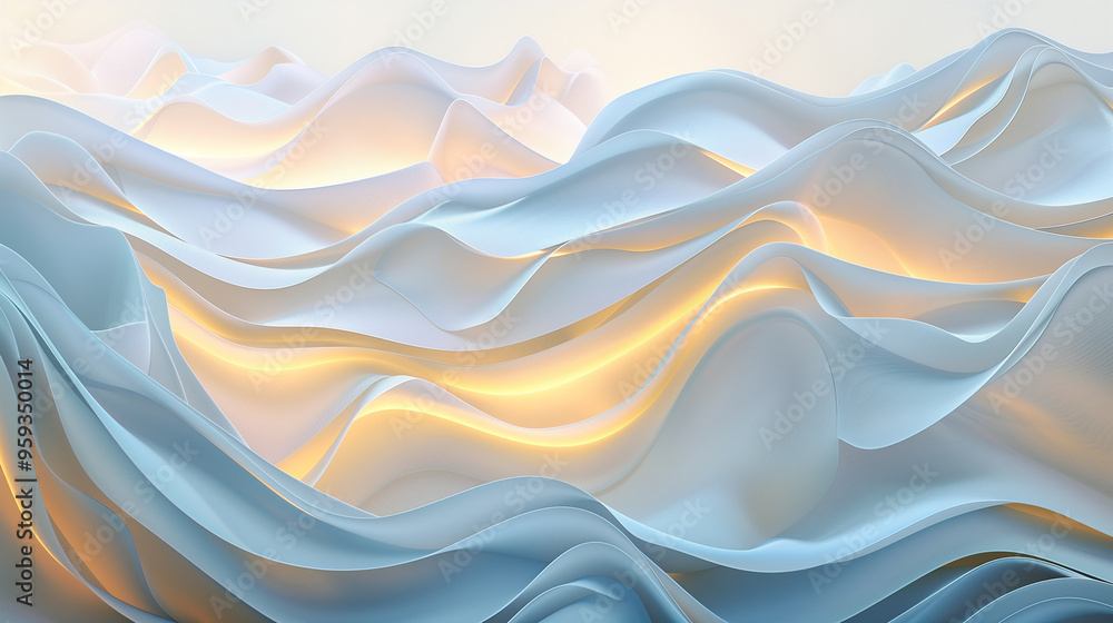Poster business background 3d abstract design of overlapping frosted glass panels, each with smooth, undula