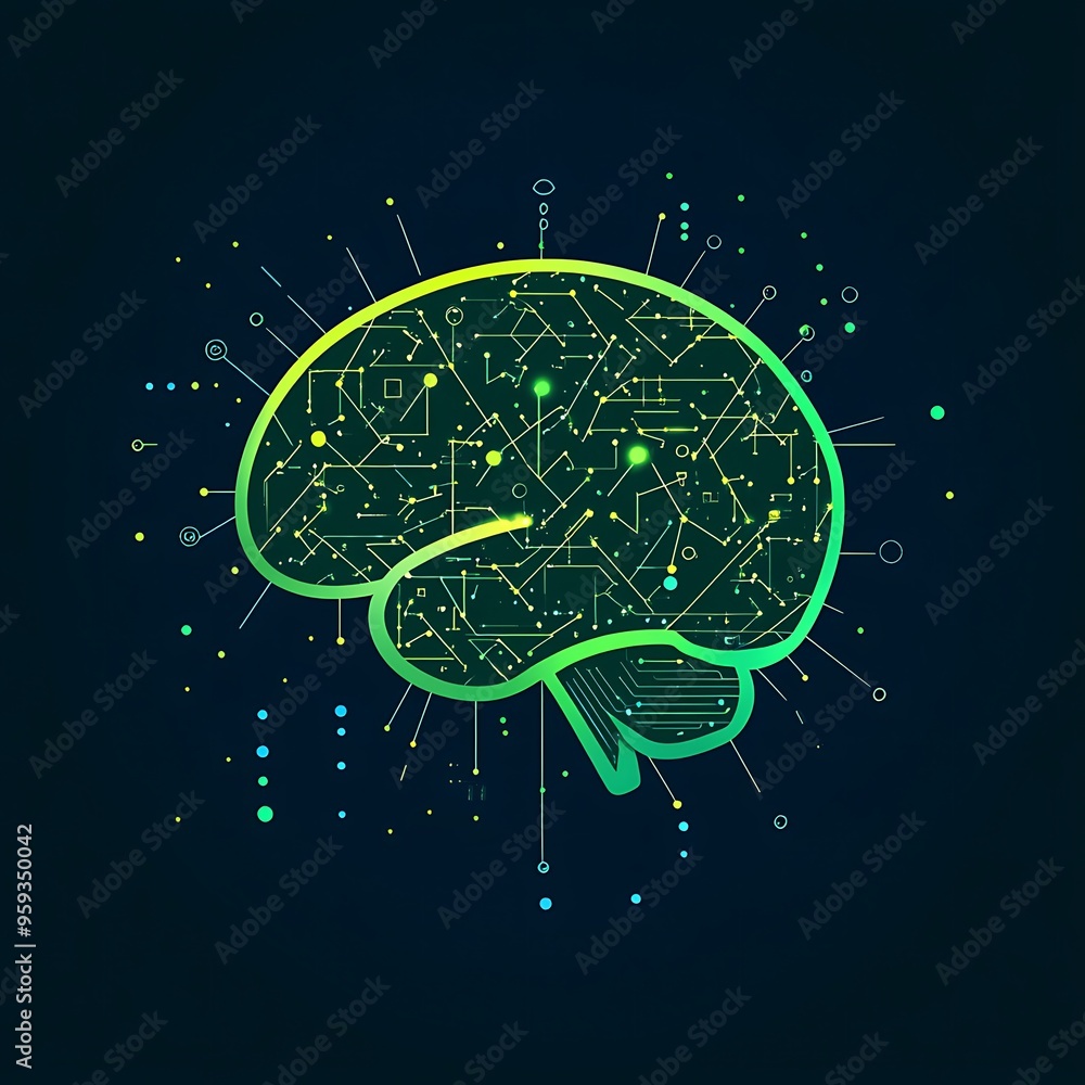 Poster abstract brain with circuitry and connections