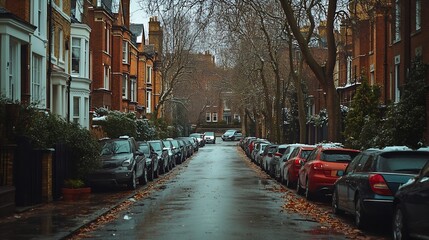 Fototapeta premium Kensington area in winter London : Generative AI