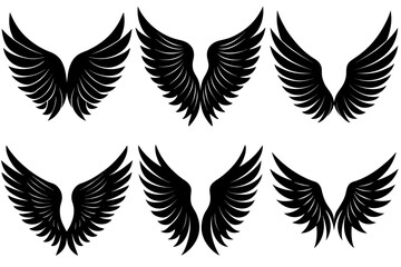 A set of black Angel wing silhouette