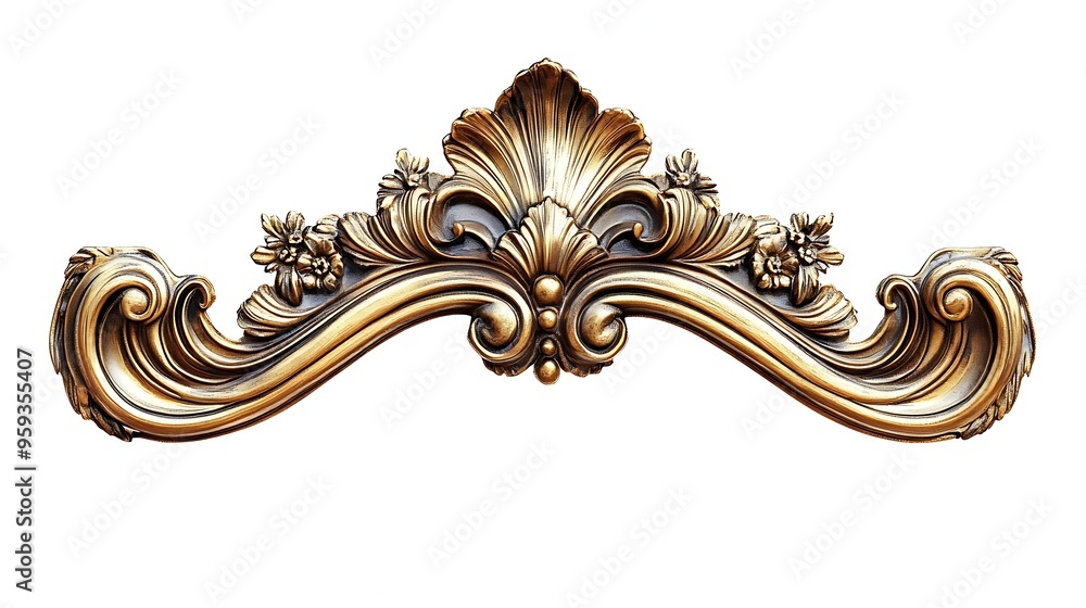 Aufkleber old style vintage golden frame isolated on a white background : generative ai