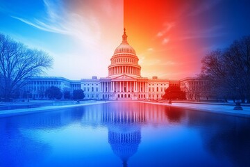 Election Divide: US Capitol at Sunset.
