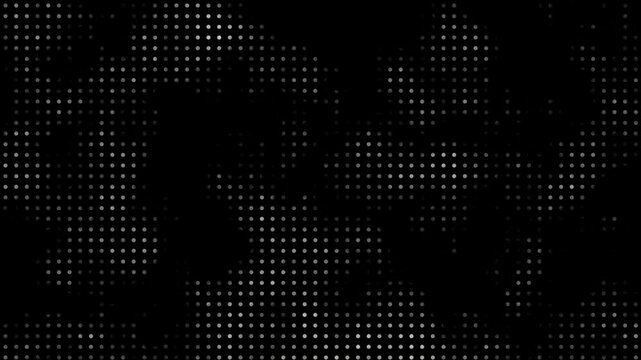 abstract animated halftone dotted retro technology background, random dots, and grids, 3d render loop animation backdrop