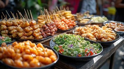 Fototapeta premium Thai street food on a table : Generative AI