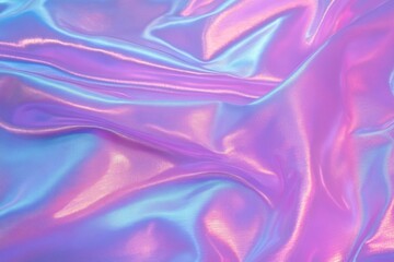 Obraz premium Close-up of iridescent pink and purple holographic cloth with soft lighting, creating a dreamy and ethereal atmosphere, perfect for artistic backgrounds, abstract designs, or fashion concepts with a f