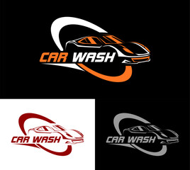 car wash Auto detailing vector logo Carwash spa Automotive automobile logo design template blue white, silver isolated on a dark background.	