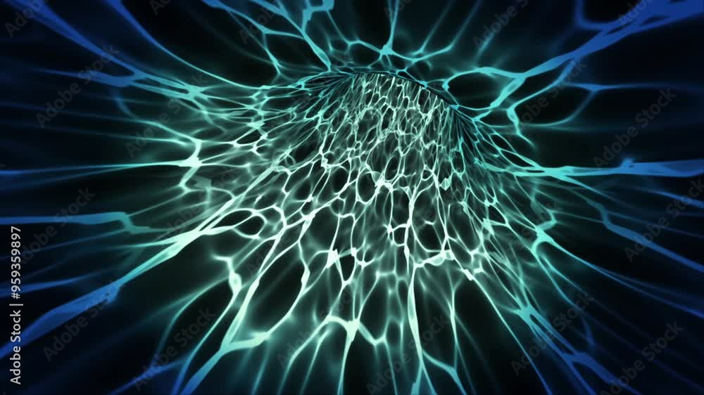 Canvas Prints blue fractal light tunnel: abstract energy flow and cosmic web