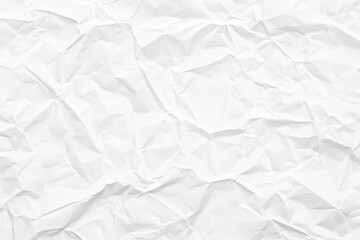 White Crumpled Paper Texture Background, High-Resolution, Flat Lay, Top View