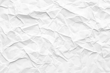 White Crumpled Paper Texture Background, High-Resolution, Flat Lay, Top View