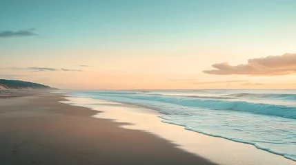 long exposure shot of sandy beach at sunset empty beach : Generative AI