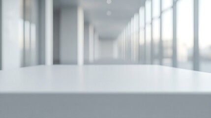 Fototapeta premium Closeup of a welldetailed white table and copy area in a hazy study space : Generative AI