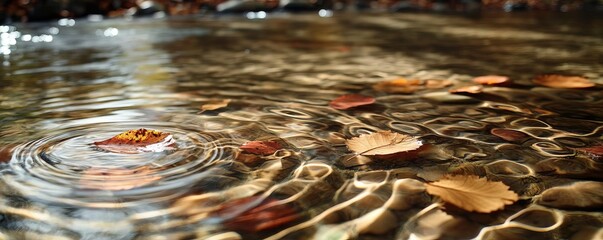 Closeup of clear water ripples on a smooth river surface