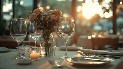 cozy and elegant dinning table setting : Generative AI