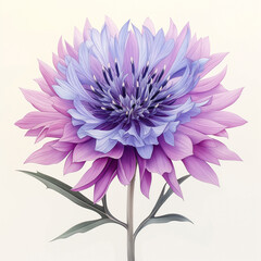 Violet purple watercolour cornflower knapweed centaurea flower bud on white background. Spring blossom concept