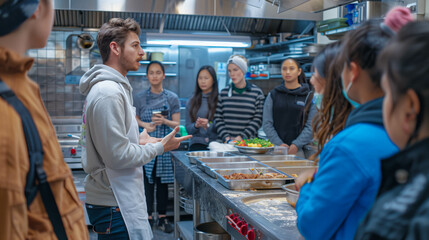 Culinary Instructor Explaining Cooking Techniques to Students
