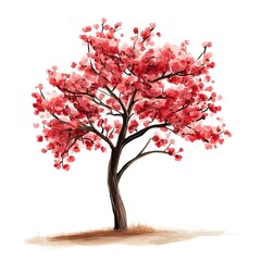 Obraz premium illustration of a cherry tree on a white background. Suitable for crafting and digital design projects.
