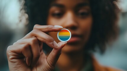 A close-up of a person holding a mental health awareness sticker