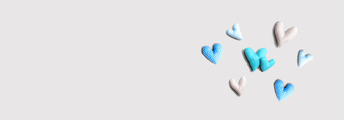 Appreciation theme with handmade heart cushions - flatlay