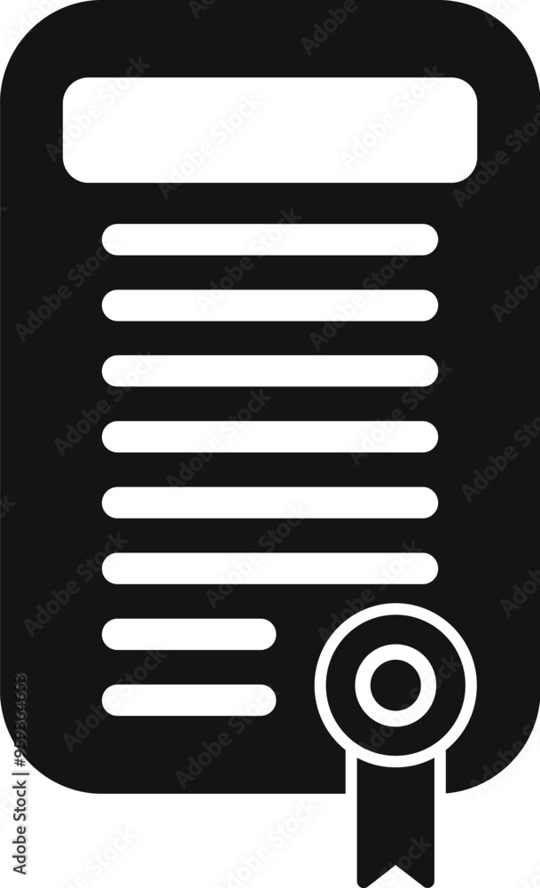 Aufkleber simple vector design of a legal document icon with a ribbon and seal for websites and apps