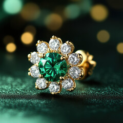 Fototapeta premium Emerald Flower Earring.