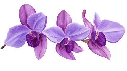 Orchid flower clipart, national flower of Singapore, digital art, rich purple hues, isolated on white background