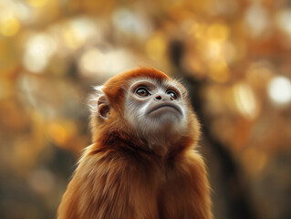 Fototapeta premium Golden Snub nosed Monkey, Majestic Primate, Close up Animal in Nature
