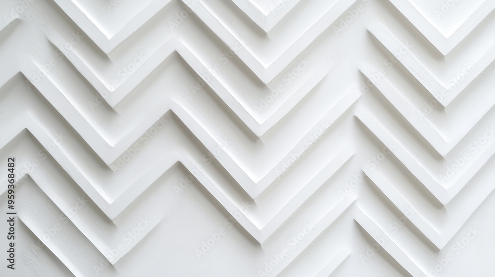 Poster a white background with a series of white triangles. the triangles are arranged in a zigzag pattern,
