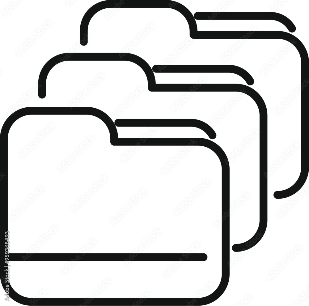 Poster simple vector icon representing three folders, ideal for projects related to data storage and organi