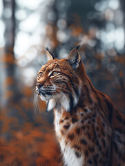 Obraz premium Close Up Portrait of a Marbled Cat, Pardofelis marmorata, in the Wild