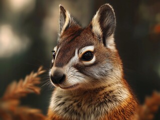 Fototapeta premium Close Up of Numbat, Banded Anteater, Marsupial in Temperate Forest, Wild Numbat
