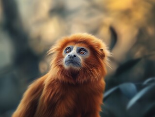 Golden Lion Tamarin in Forest, Majestic Primate, Wildlife in Nature