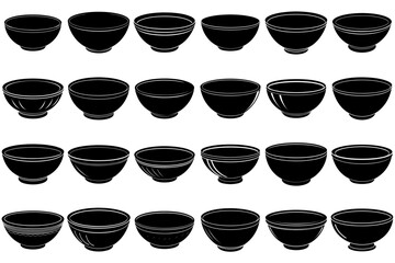 A set of black Bowl silhouette