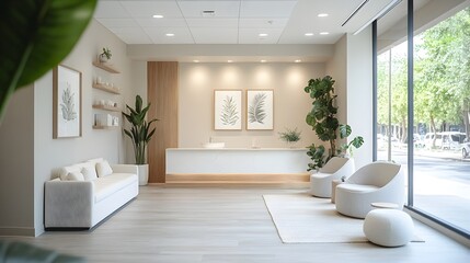 Fototapeta premium Tranquil Wellness Clinic with Soothing Natural Ambiance and Minimalist Design