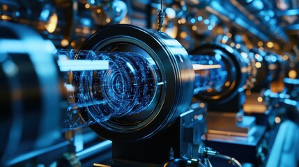 Fototapeta premium Futuristic Technology Abstract with Blue Glowing Lines