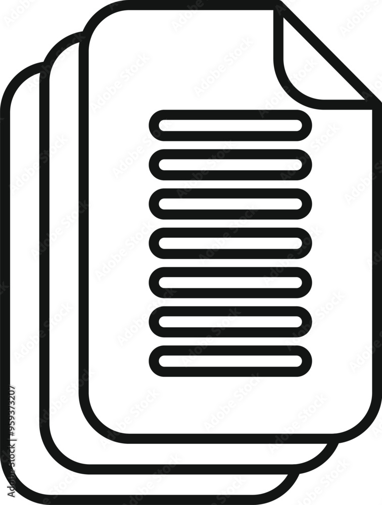 Poster stack of digital documents is depicted as a symbol of electronic files, emphasizing the concept of d