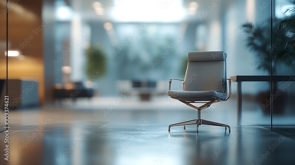 Aufkleber Blur focus of Interior of modern empty office buildingBlur Empty chair and desk in modern office : Generative AI