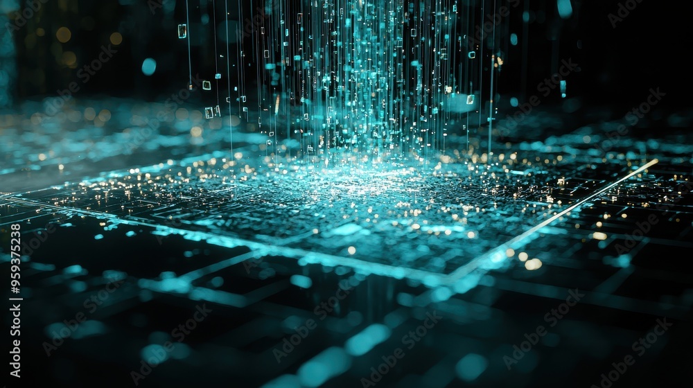 Poster abstract digital data flow network