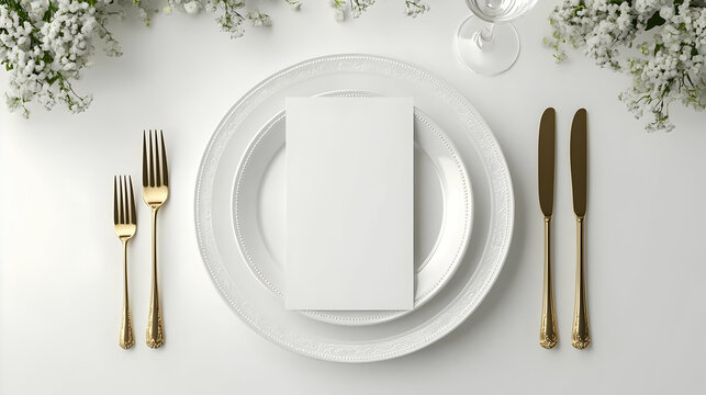 White Place Setting with Blank Card.