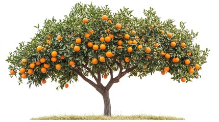 a tree with oranges on it on white background