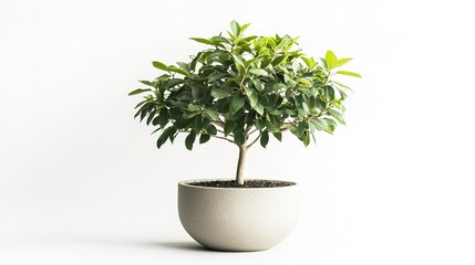 Dwarf umbrella tree in a pot on a white background 