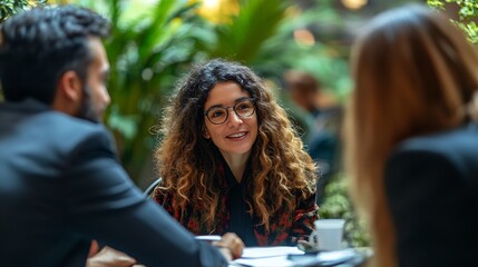 group shot of diverse business people disabled woman on wheelchair chatting with colleagues : Generative AI